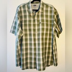 G.H. Bass & Co Men's Size 2XL Short Sleeve Button Down Green Plaid Preppy Shirt